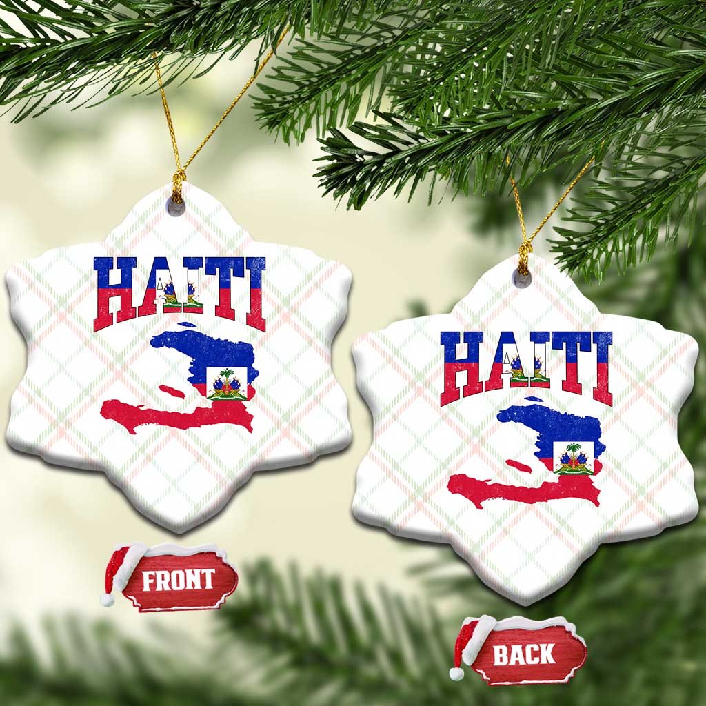 Haiti Pride Ceramic Ornament Retro Vintage Haitian Flag Map Pride Graphic