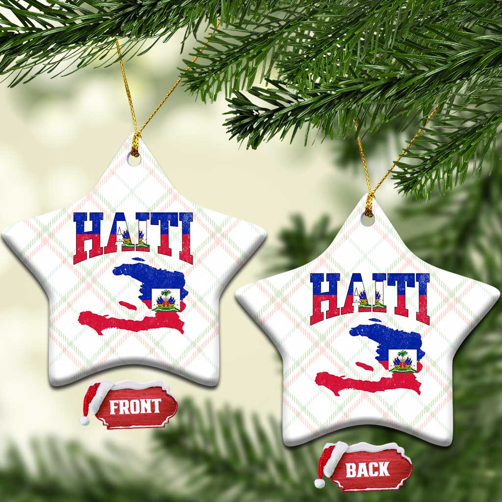 Haiti Pride Ceramic Ornament Retro Vintage Haitian Flag Map Pride Graphic