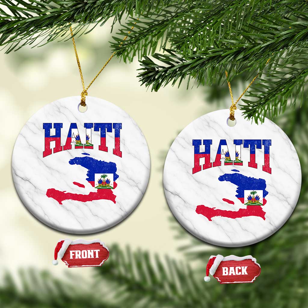 Haiti Pride Ceramic Ornament Retro Vintage Haitian Flag Map Pride Graphic