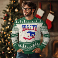 Haiti Pride Ugly Christmas Sweater Retro Vintage Haitian Flag Map Pride Graphic
