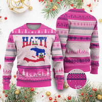 Haiti Pride Ugly Christmas Sweater Retro Vintage Haitian Flag Map Pride Graphic