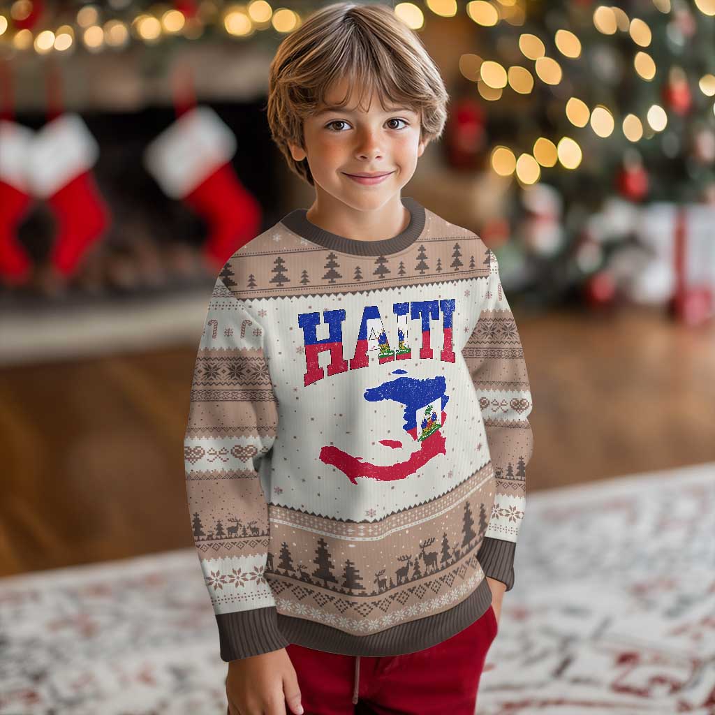 Haiti Pride Ugly Christmas Sweater Retro Vintage Haitian Flag Map Pride Graphic