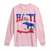 Haiti Pride Long Sleeve Shirt Retro Vintage Haitian Flag Map Pride Graphic