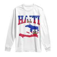 Haiti Pride Long Sleeve Shirt Retro Vintage Haitian Flag Map Pride Graphic