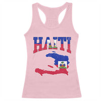 Haiti Pride Racerback Tank Top Retro Vintage Haitian Flag Map Pride Graphic