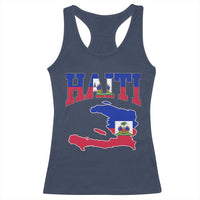 Haiti Pride Racerback Tank Top Retro Vintage Haitian Flag Map Pride Graphic