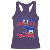 Haiti Pride Racerback Tank Top Retro Vintage Haitian Flag Map Pride Graphic