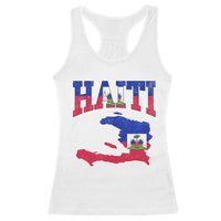 Haiti Pride Racerback Tank Top Retro Vintage Haitian Flag Map Pride Graphic