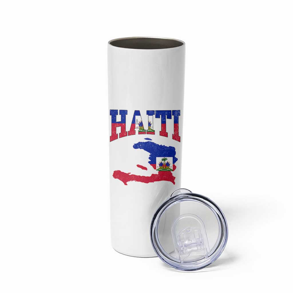 Haiti Pride Skinny Tumbler Retro Vintage Haitian Flag Map Pride Graphic