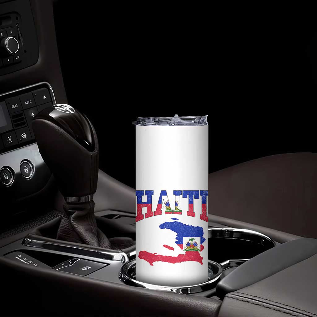 Haiti Pride Skinny Tumbler Retro Vintage Haitian Flag Map Pride Graphic