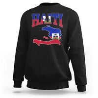 Haiti Pride Sweatshirt Retro Vintage Haitian Flag Map Pride Graphic