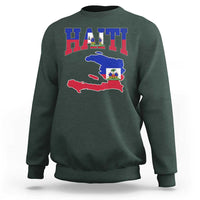 Haiti Pride Sweatshirt Retro Vintage Haitian Flag Map Pride Graphic