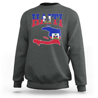 Haiti Pride Sweatshirt Retro Vintage Haitian Flag Map Pride Graphic