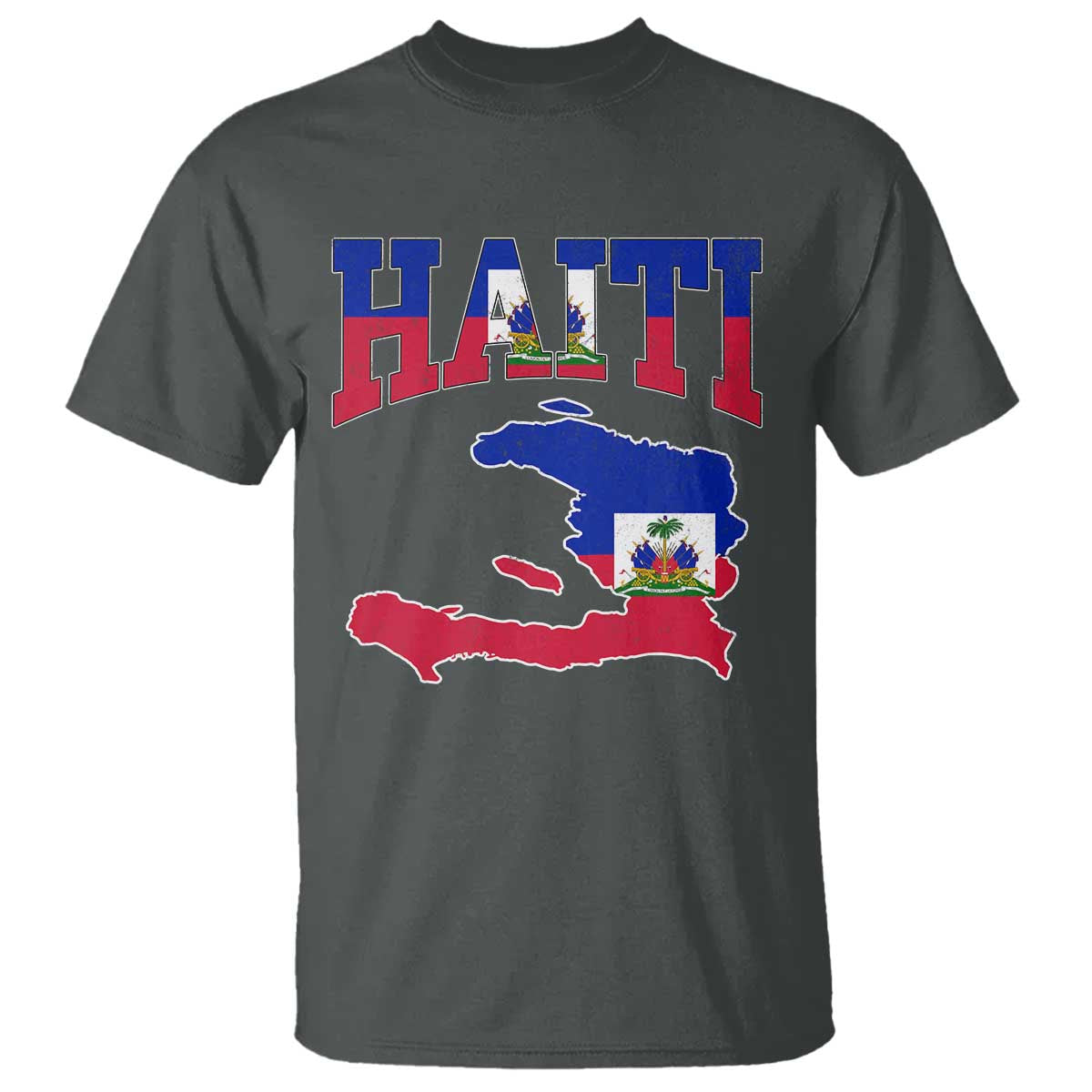 Haiti Pride T Shirt Retro Vintage Haitian Flag Map Pride Graphic