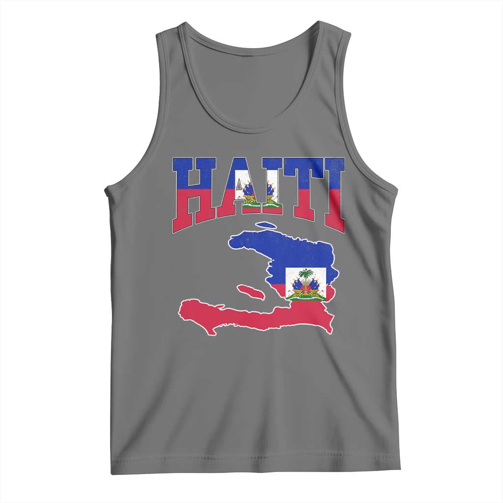 Haiti Pride Tank Top Retro Vintage Haitian Flag Map Pride Graphic