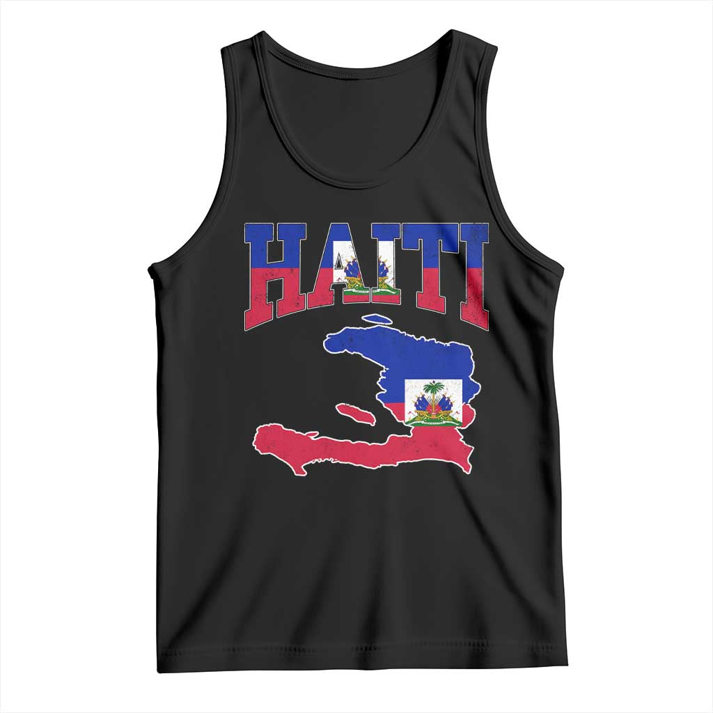 Haiti Pride Tank Top Retro Vintage Haitian Flag Map Pride Graphic