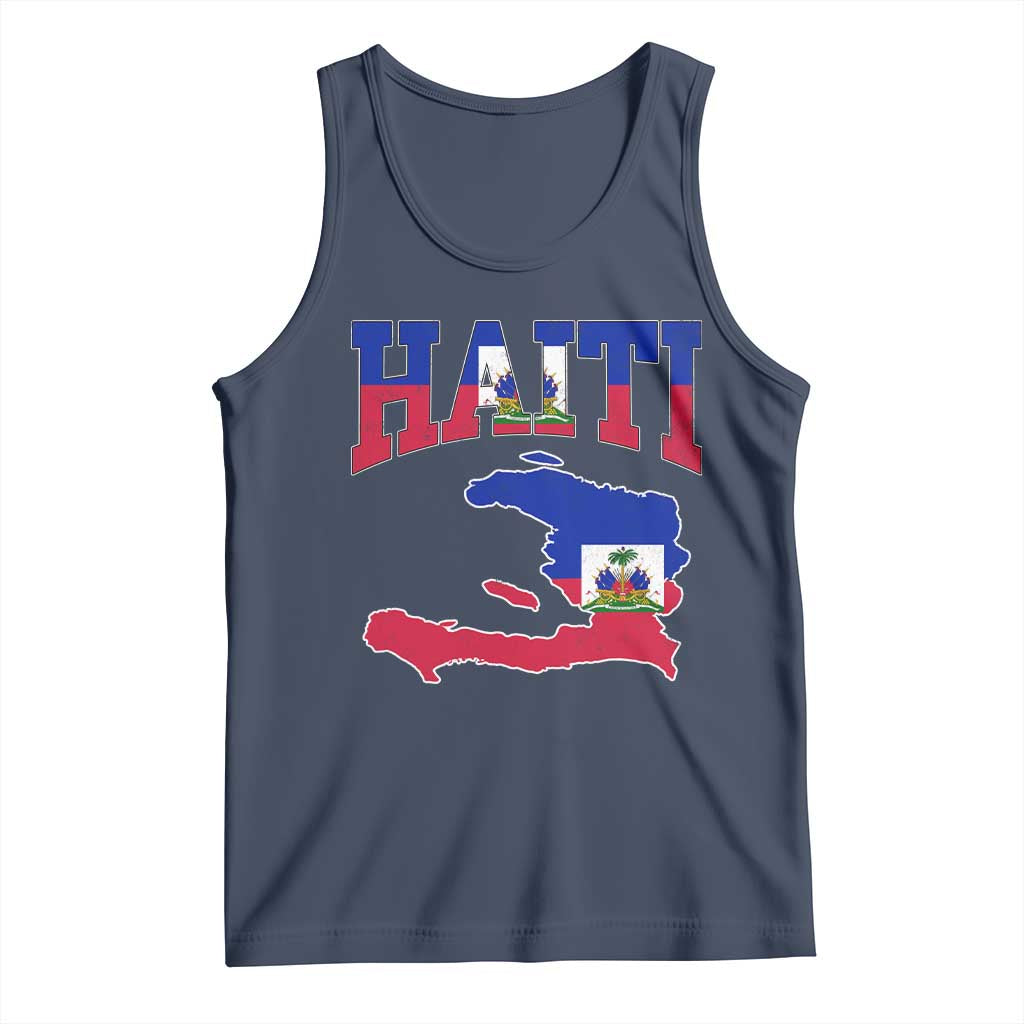 Haiti Pride Tank Top Retro Vintage Haitian Flag Map Pride Graphic