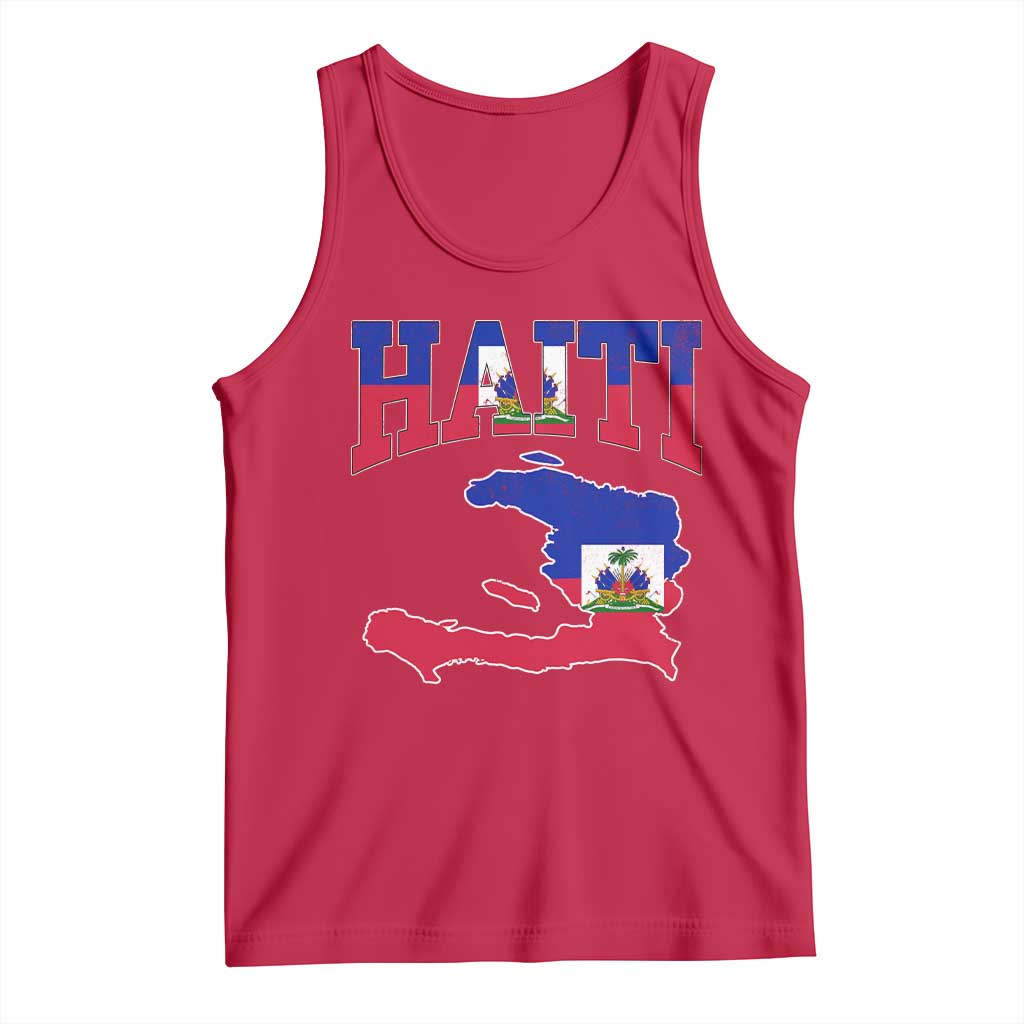 Haiti Pride Tank Top Retro Vintage Haitian Flag Map Pride Graphic