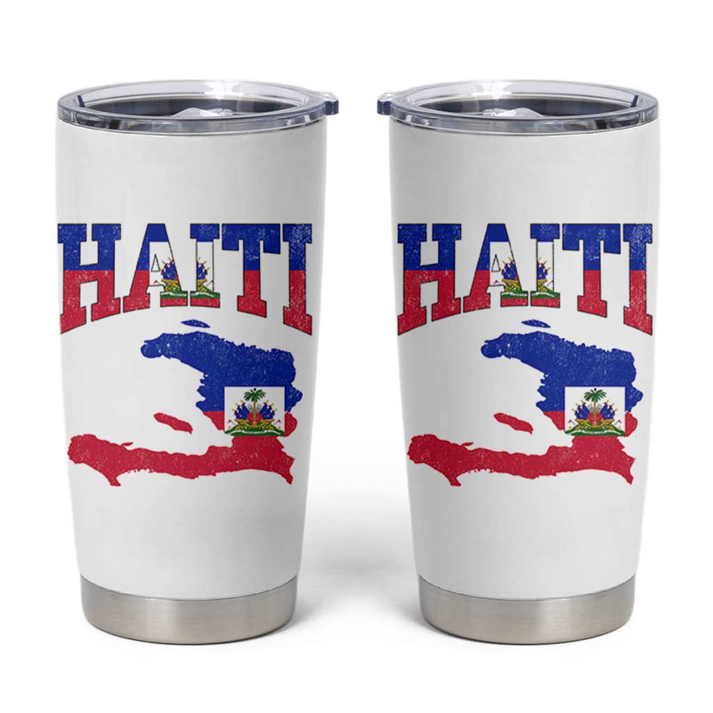 Haiti Pride Tumbler Cup Retro Vintage Haitian Flag Map Pride Graphic