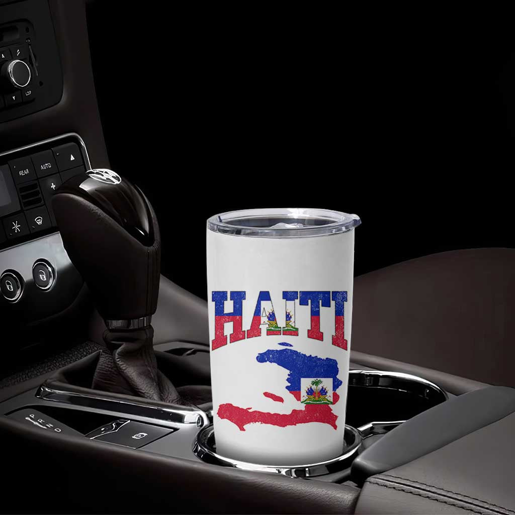 Haiti Pride Tumbler Cup Retro Vintage Haitian Flag Map Pride Graphic