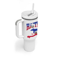Haiti Pride Tumbler With Handle Retro Vintage Haitian Flag Map Pride Graphic