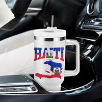 Haiti Pride Tumbler With Handle Retro Vintage Haitian Flag Map Pride Graphic