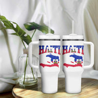 Haiti Pride Tumbler With Handle Retro Vintage Haitian Flag Map Pride Graphic