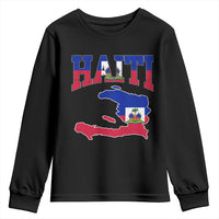 Haiti Pride Youth Sweatshirt Retro Vintage Haitian Flag Map Pride Graphic