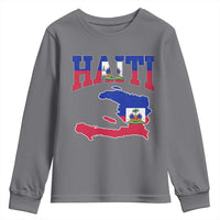 Haiti Pride Youth Sweatshirt Retro Vintage Haitian Flag Map Pride Graphic