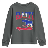 Haiti Pride Youth Sweatshirt Retro Vintage Haitian Flag Map Pride Graphic