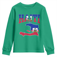 Haiti Pride Youth Sweatshirt Retro Vintage Haitian Flag Map Pride Graphic