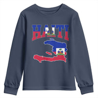 Haiti Pride Youth Sweatshirt Retro Vintage Haitian Flag Map Pride Graphic