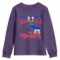 Haiti Pride Youth Sweatshirt Retro Vintage Haitian Flag Map Pride Graphic