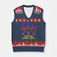 Haitian Revolution 1804 V-Neck Knit Sweater Vest Haiti Flag Independence Day Haitian Graphic