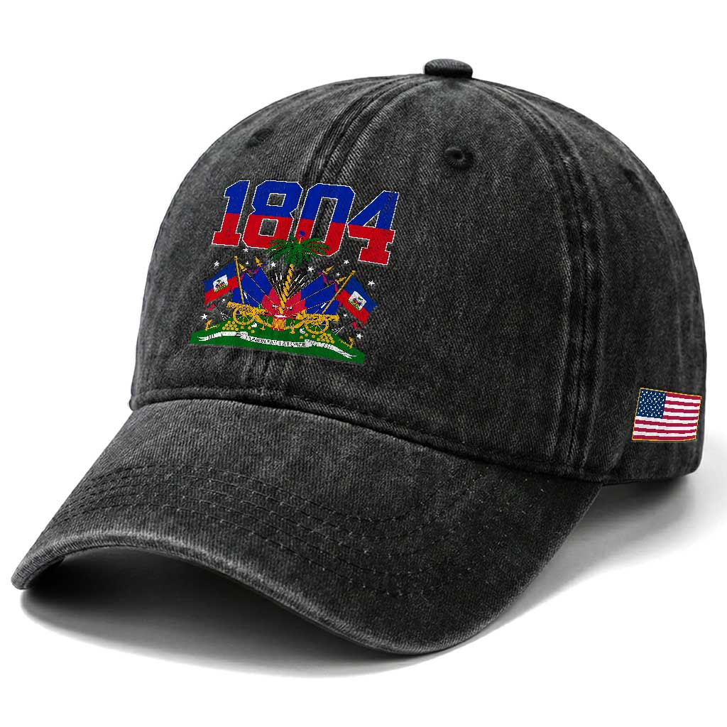 Haitian Revolution 1804 Washed Cotton Baseball Cap Haiti Flag Independence Day Haitian Graphic