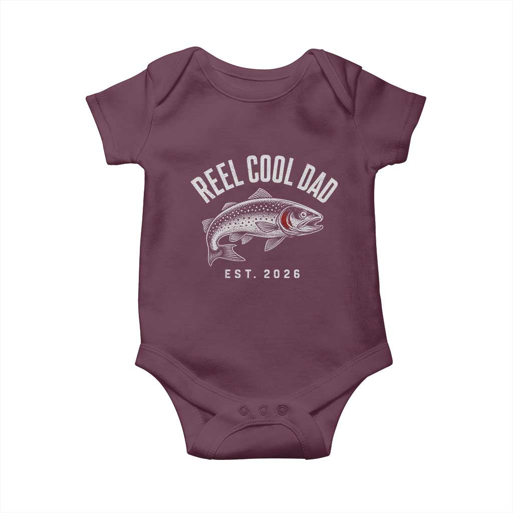 Reel Cool Dad Est 2026 Baby Onesie Trout Fishing Vintage First Time Dad Fathers Day