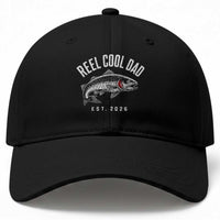 Reel Cool Dad Est 2026 Baseball Cap Trout Fishing Vintage First Time Dad Fathers Day