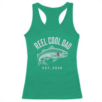 Reel Cool Dad Est 2026 Racerback Tank Top Trout Fishing Vintage First Time Dad Fathers Day