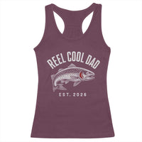 Reel Cool Dad Est 2026 Racerback Tank Top Trout Fishing Vintage First Time Dad Fathers Day