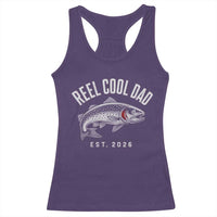 Reel Cool Dad Est 2026 Racerback Tank Top Trout Fishing Vintage First Time Dad Fathers Day