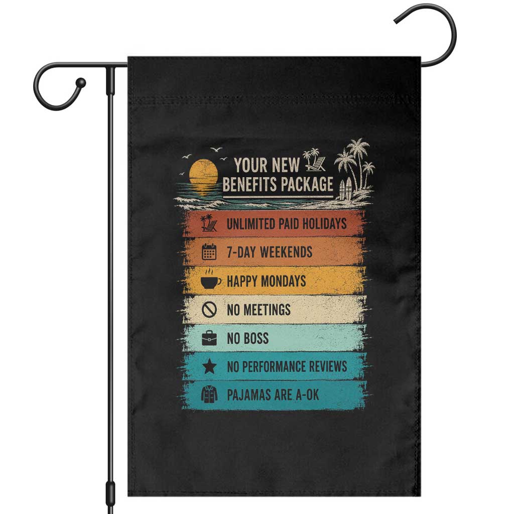 Funny Retirement Gift Garden Flag New Benefits Package Retro Retired 2026