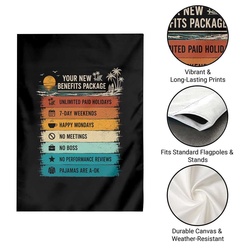 Funny Retirement Gift Garden Flag New Benefits Package Retro Retired 2026