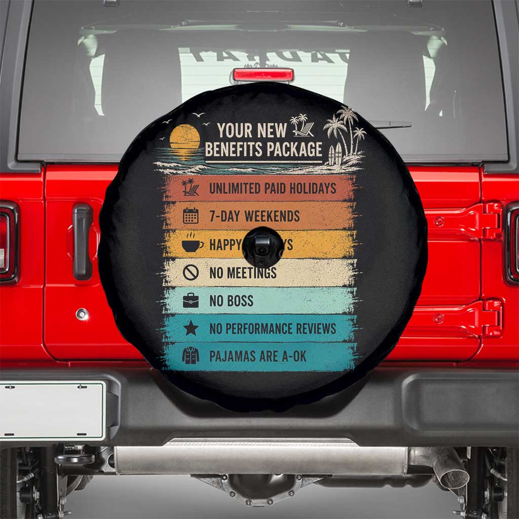 Funny Retirement Gift Spare Tire Cover New Benefits Package Retro Retired 2026