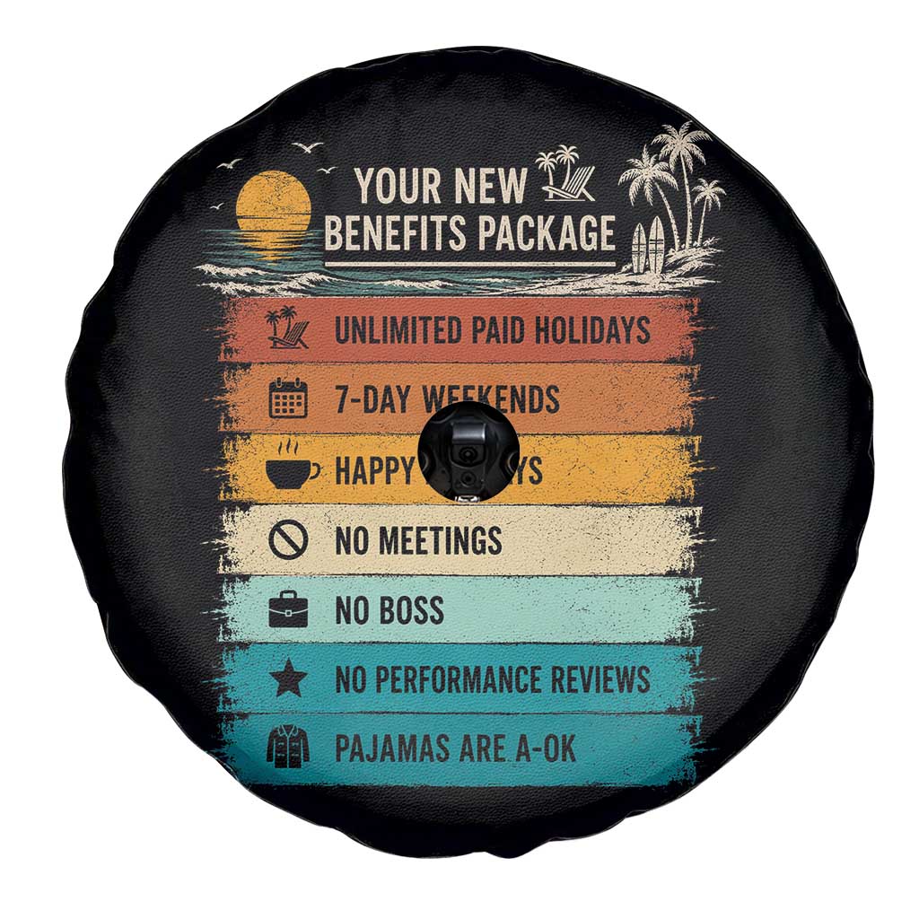 Funny Retirement Gift Spare Tire Cover New Benefits Package Retro Retired 2026