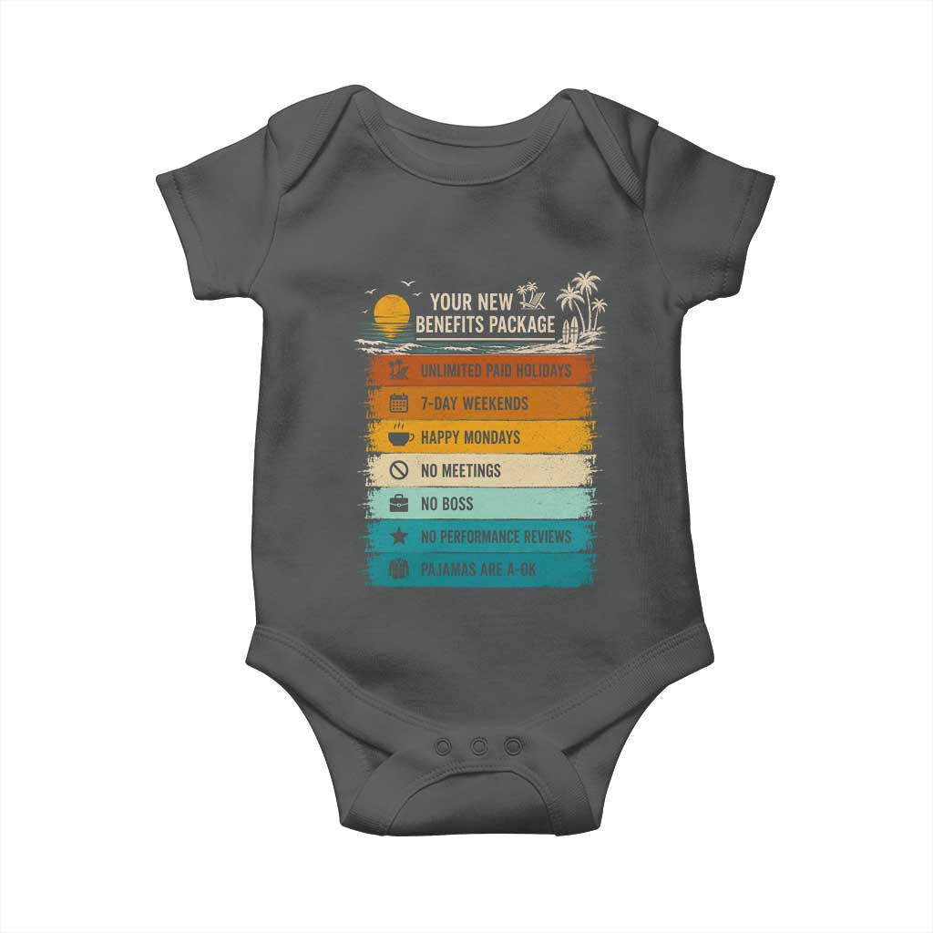 Funny Retirement Gift Baby Onesie New Benefits Package Retro Retired 2026