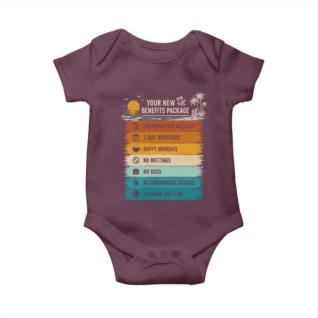 Funny Retirement Gift Baby Onesie New Benefits Package Retro Retired 2026