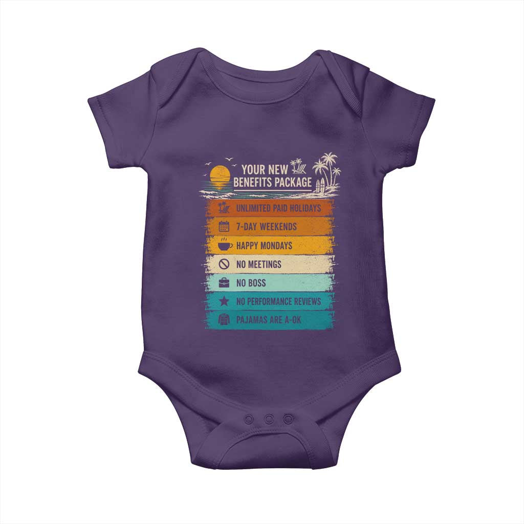 Funny Retirement Gift Baby Onesie New Benefits Package Retro Retired 2026