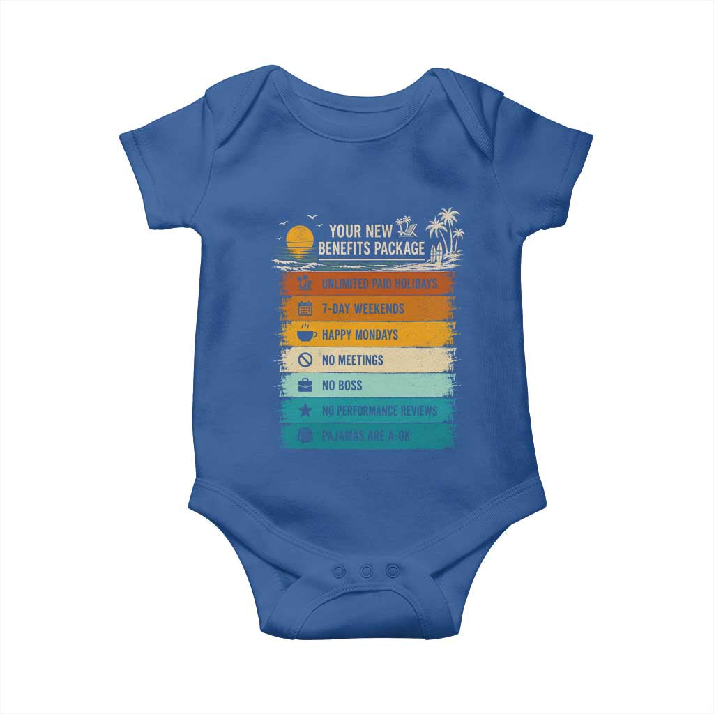 Funny Retirement Gift Baby Onesie New Benefits Package Retro Retired 2026