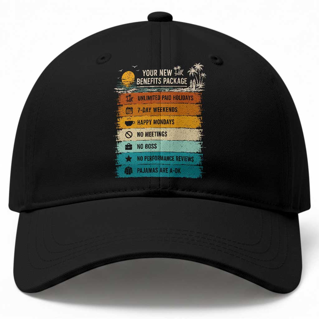 Funny Retirement Gift Baseball Cap New Benefits Package Retro Retired 2026