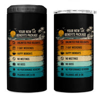 Funny Retirement Gift 4 in 1 Can Cooler Tumbler New Benefits Package Retro Retired 2026
